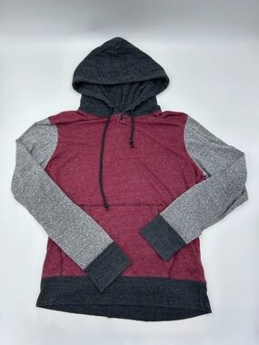 Colorblock American Eagle Outfitters Burgundy & Charcoal Hoodie M